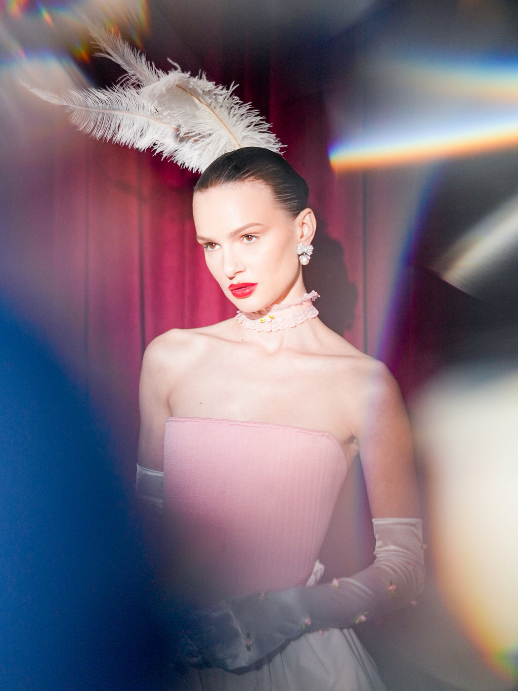 BABY ROSE PINK LACE CHOKER