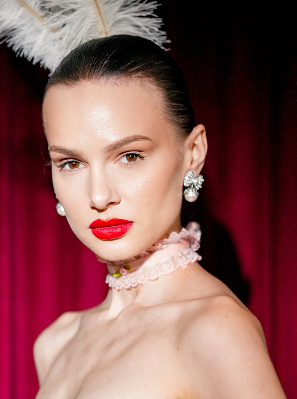 BABY ROSE PINK LACE CHOKER