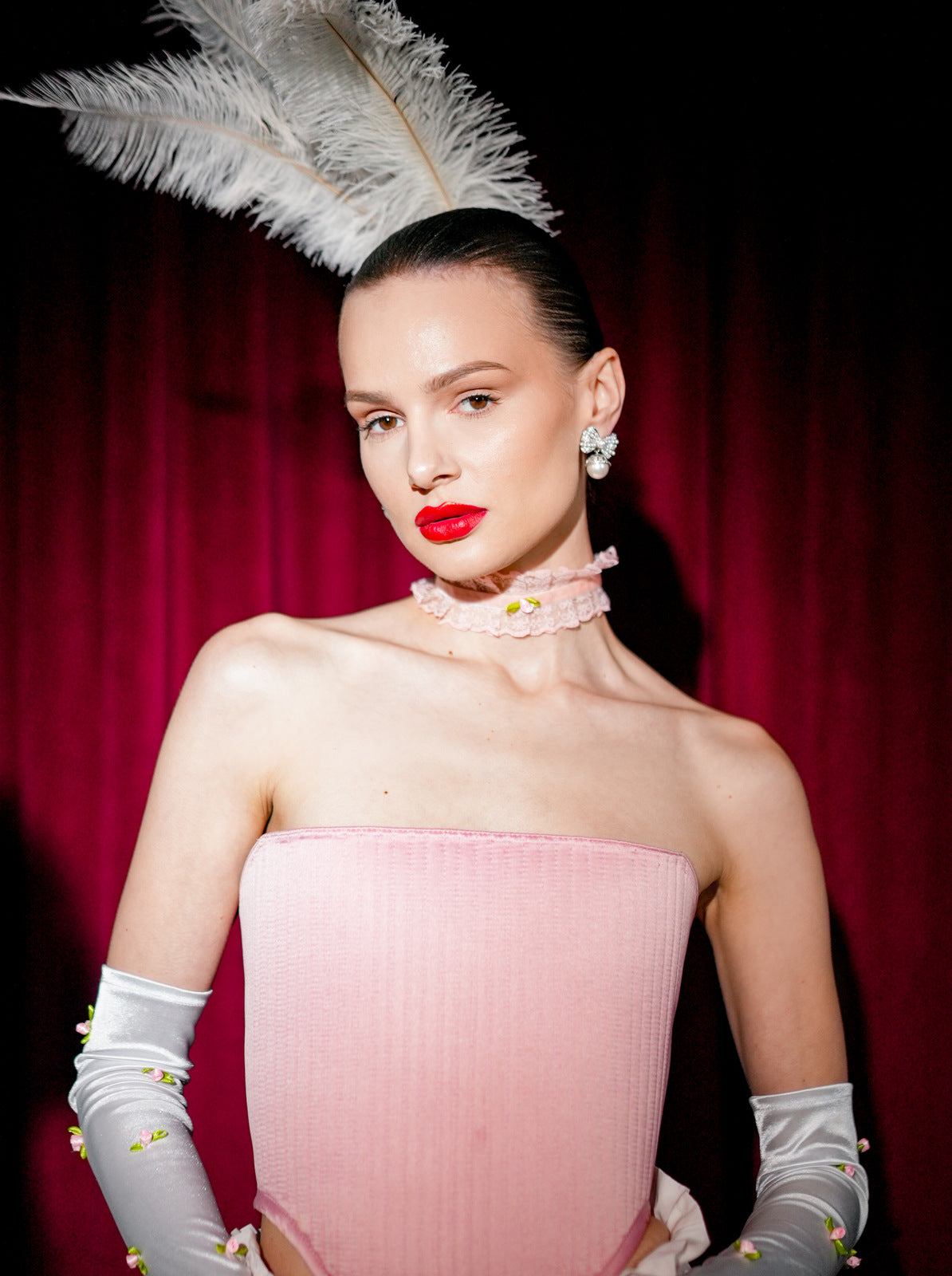 BABY ROSE PINK LACE CHOKER