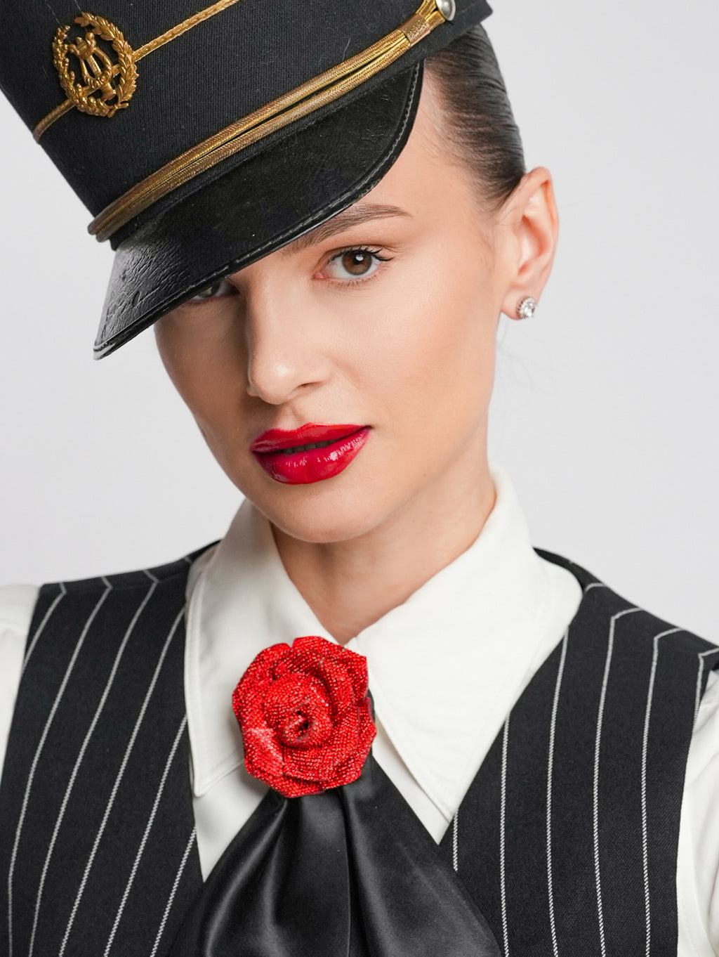 ROYAL RED ROSE BROOCH