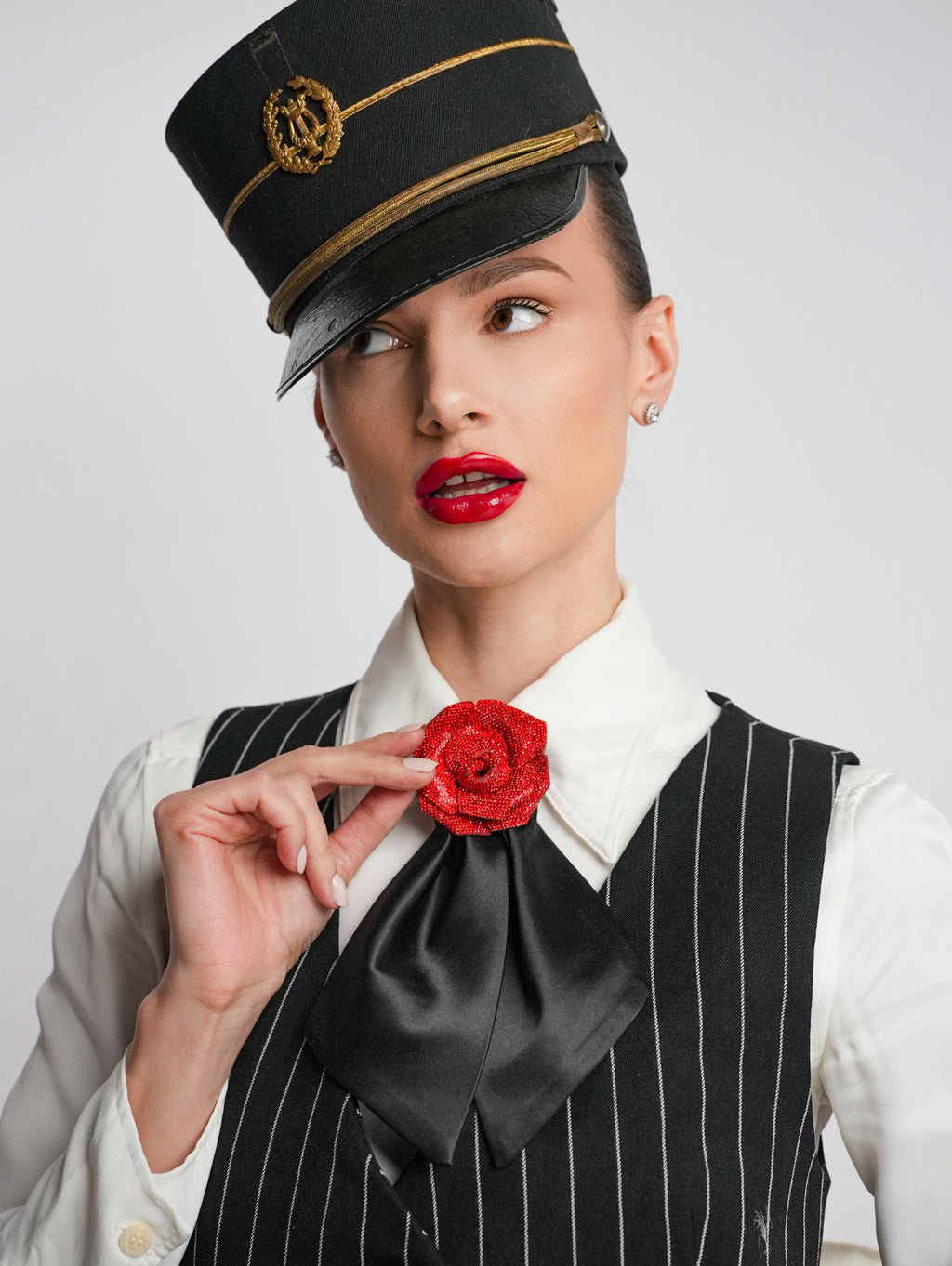 ROYAL RED ROSE BROOCH