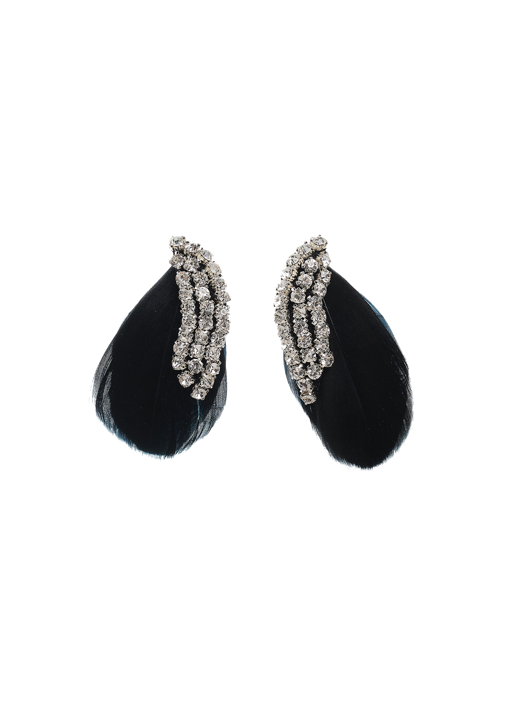 product image swan earrings black crystals black feathers glamorous great gatsby