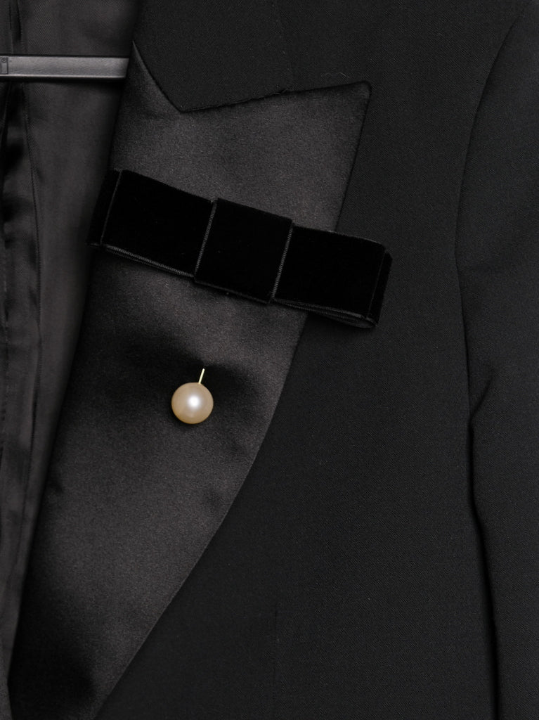 VELVET BOW PIN - BLACK