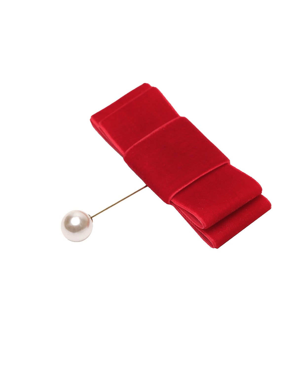 VELVET BOW PIN - RED