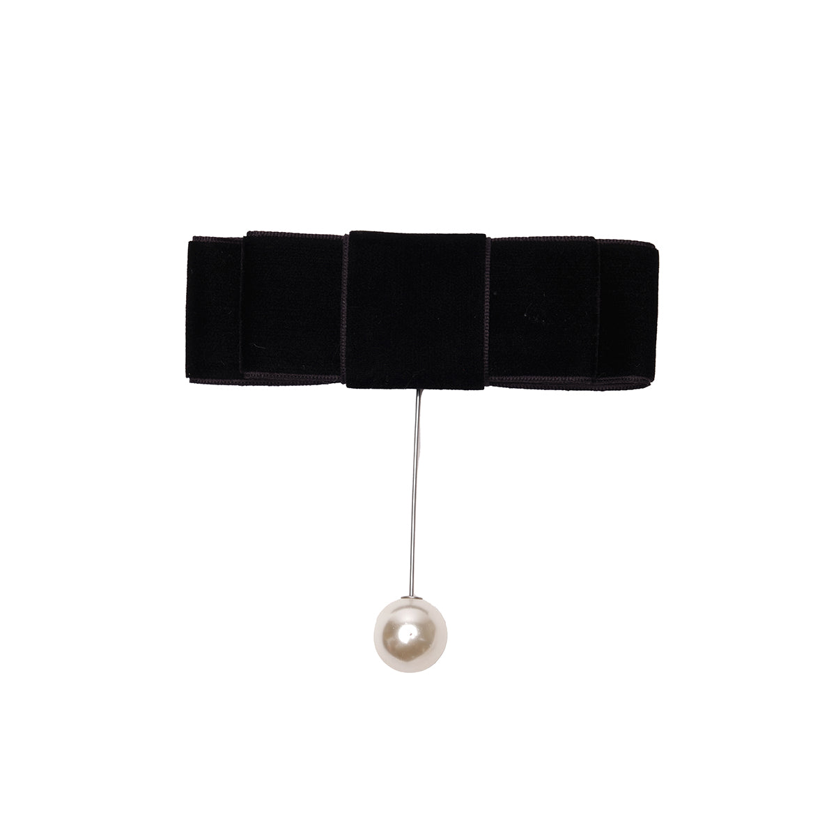 VELVET BOW PIN - BLACK
