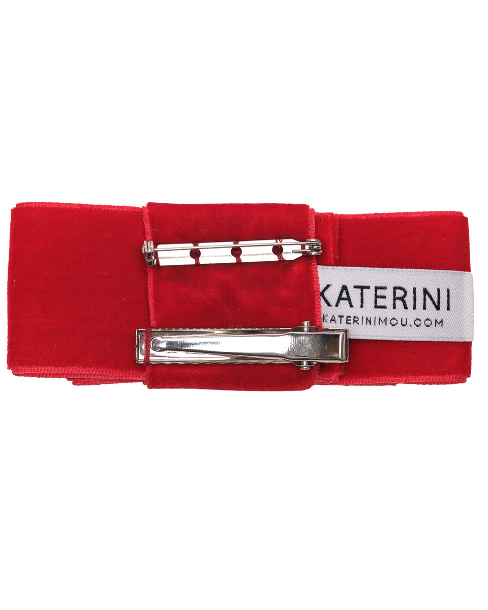 RED VELVET BOW BROOCH