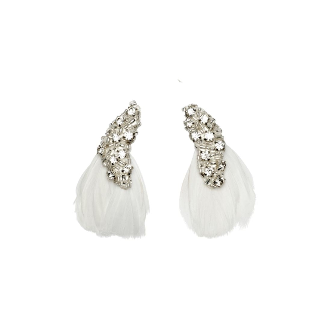swan earrings cercei pene feathers embroidered earrings vintage katerini katerinimou cercei eleganti pene albe retro